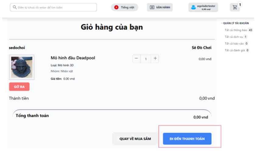 “Đi đến thanh toán”