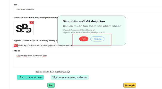Bước 5: Xác nhận tạo