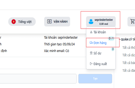 Bước 6: Xem đơn hàng đã bán